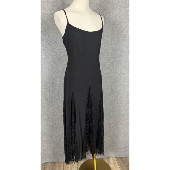 Steve Madden Black Midi Vita Dress With Lace Panels & Straps Black Large NWT's - Picture 4 of 8